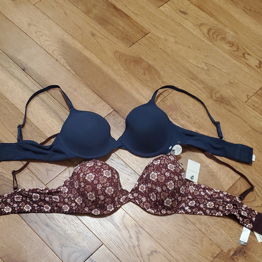 Lucky Brand Navy and Floral Bra Set